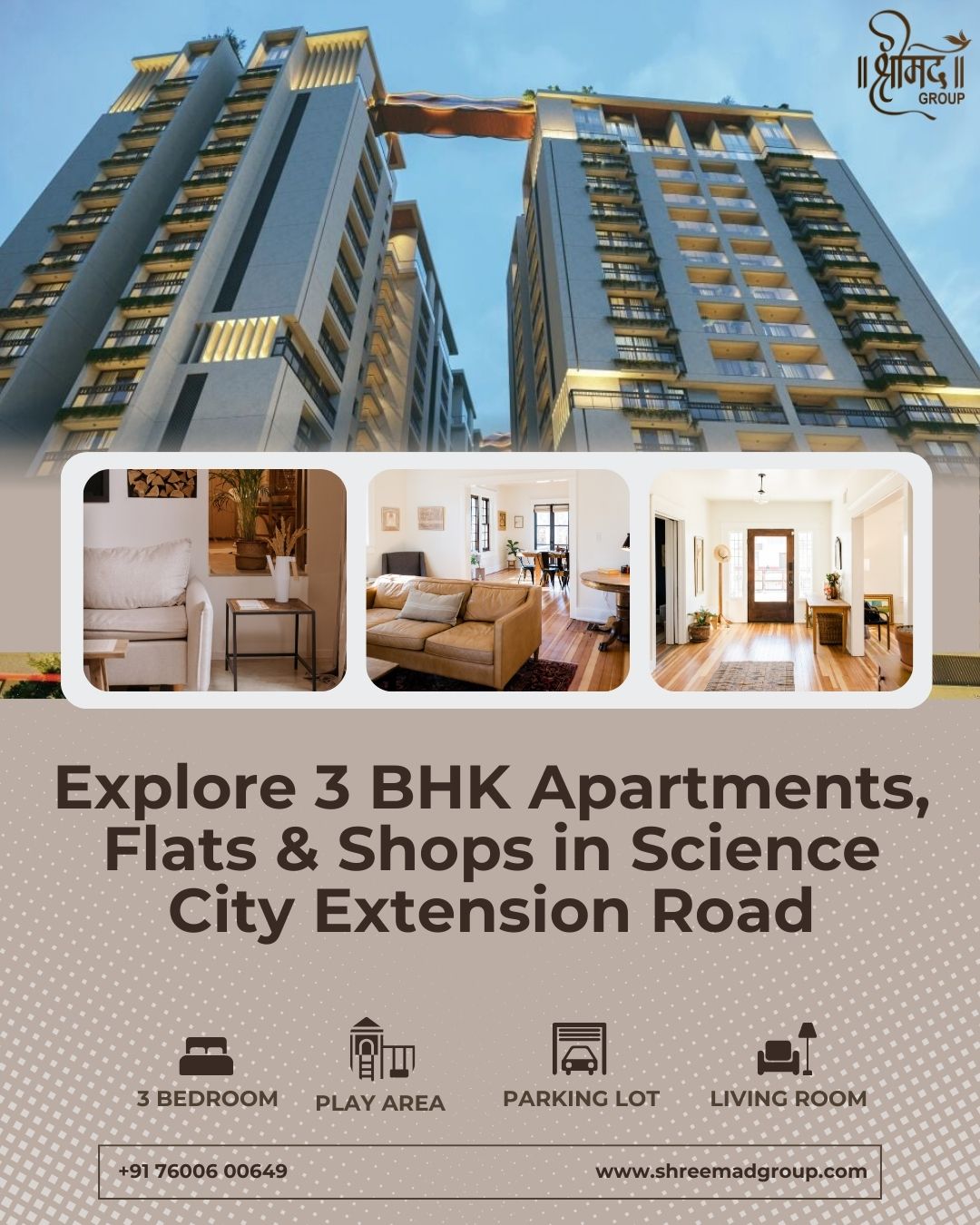 Explore 3 BHK Apartments, Flats & Shops in Science City Extension Road