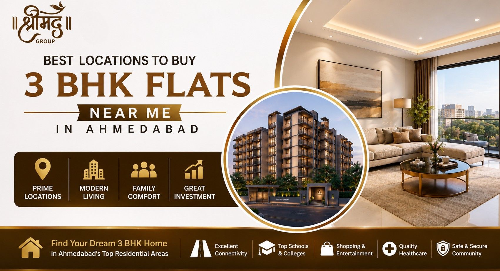Best Locations to Buy 3 BHK Flats Near Me in Ahmedabad